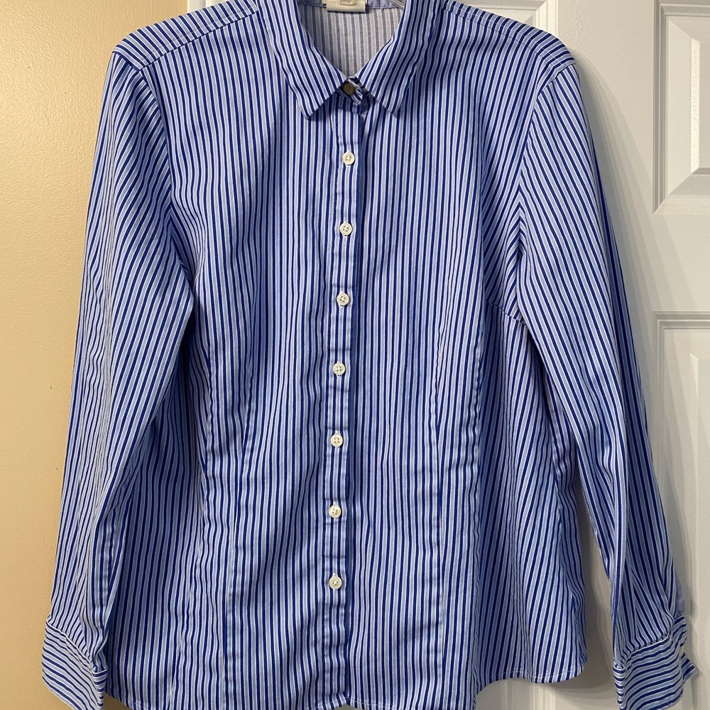Van Heusen button blue striped shirt